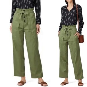 Sea New York Pant‎ Paper Bag Tula Button Fly Cotton Sage Green Wide Ankle Size 6